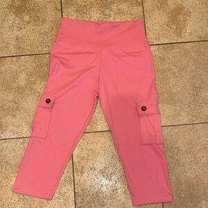 Women's Cargo Capri Pink Leggings
